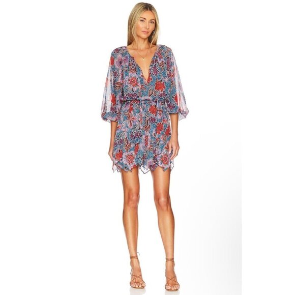 Revolve Misa Los Angeles Tara Dress Blue Paisley‎ XS New! - Picture 1 of 6